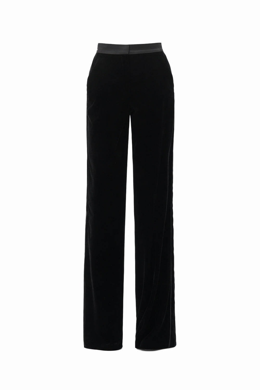 Regular Straight Cut Velvet Pants - Black