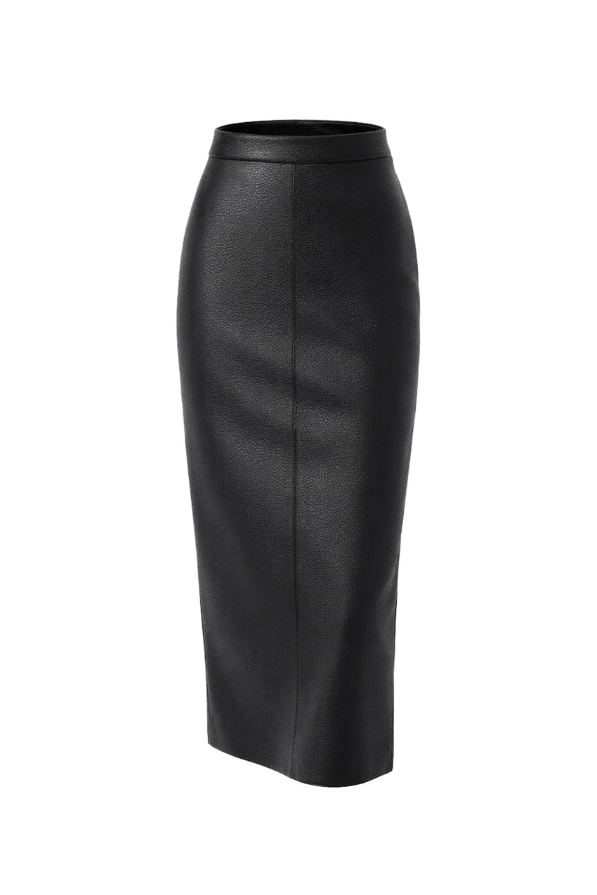 Slim Eco Leather Skirt - Black