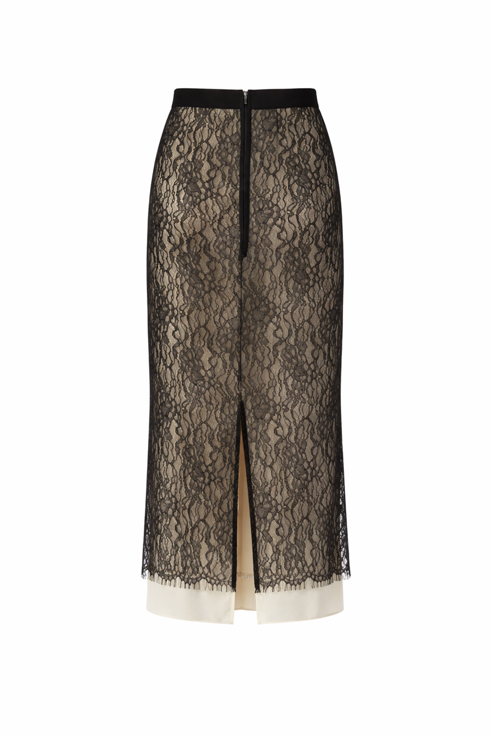 Tulle Lace Midi Skirt – BLACK