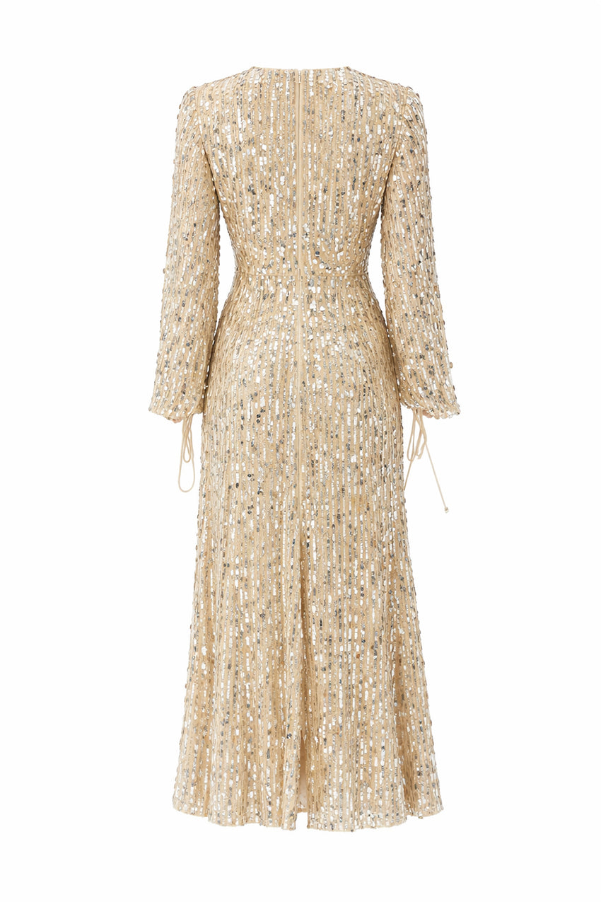 Sequin Detailed Midi Dress – ECRU
