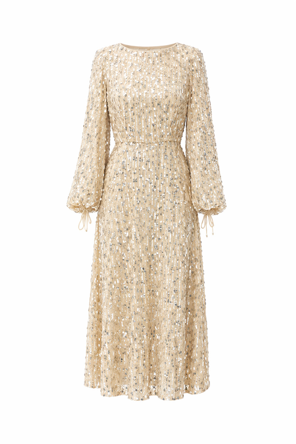 Sequin Detailed Midi Dress – ECRU