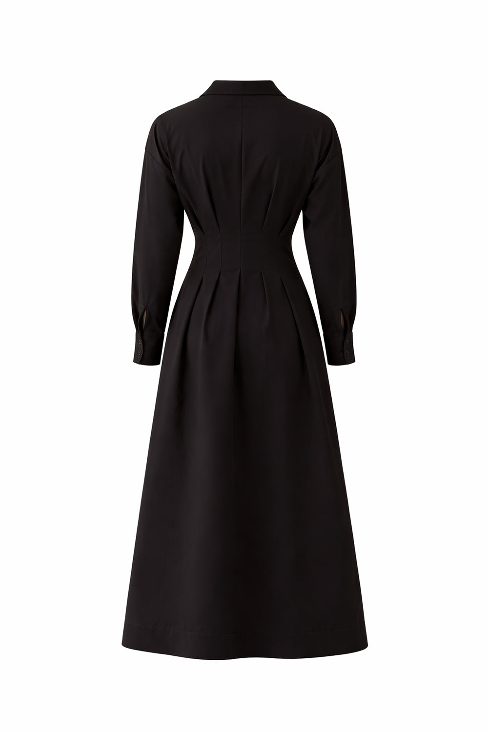 Fitted Waist Shirt Dress – BLACK