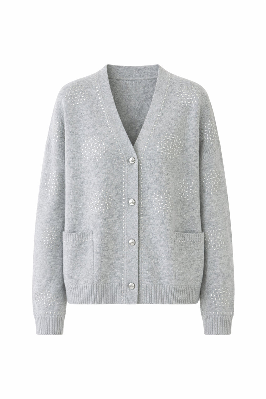 Asher Sequin Printed Cashmere Blend Cardigan – GREY