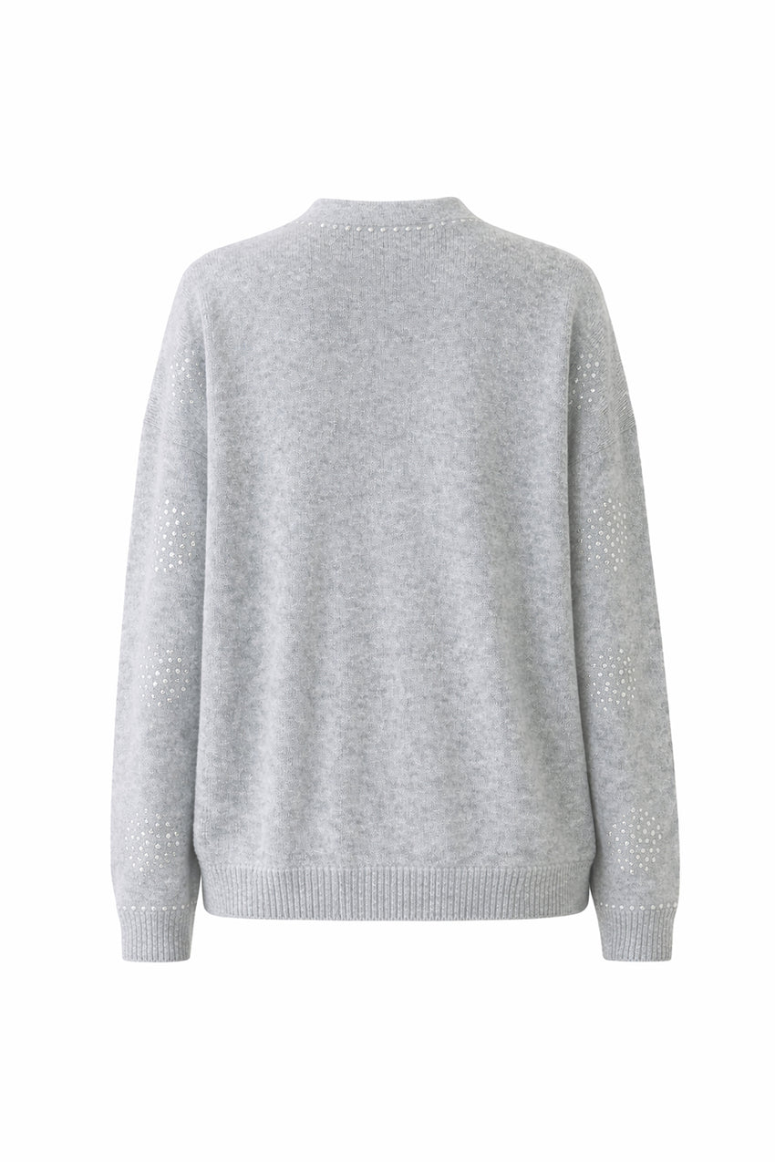 Asher Sequin Printed Cashmere Blend Cardigan – GREY