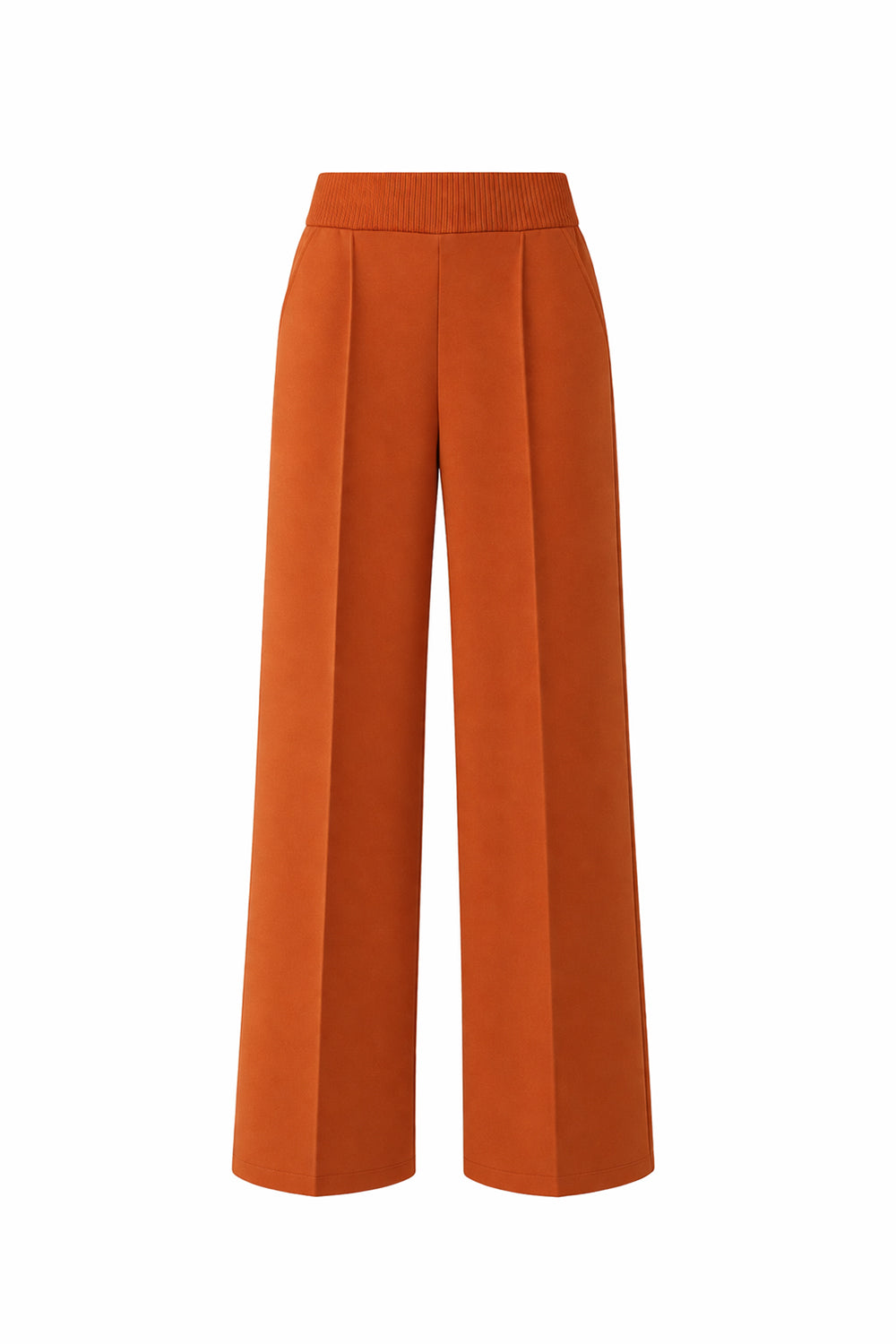 Elastic Waist Straight Cut Pants – ORANGE