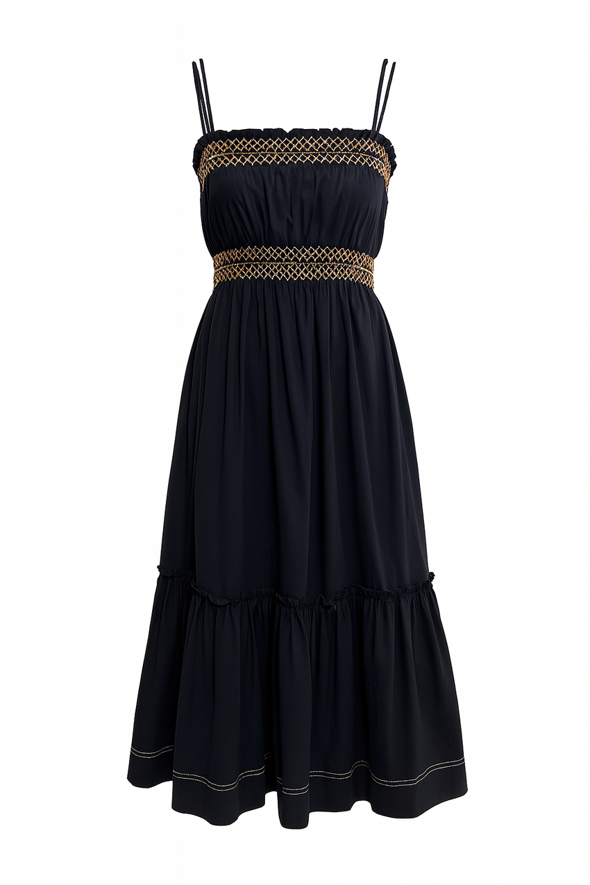 Spaghetti Strap Midi Dress  - BONE