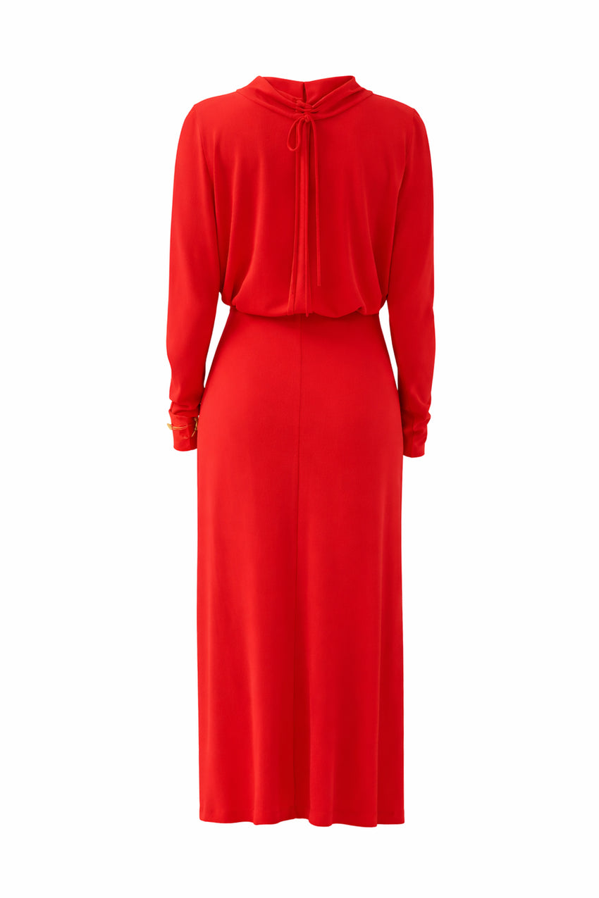 Regular Draped Detail Dress - Red