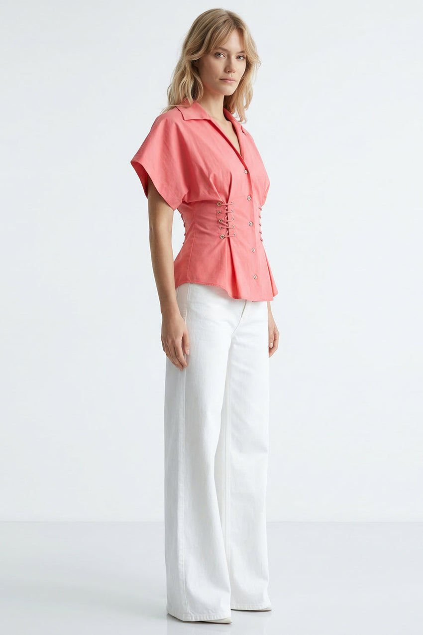 Mollie Short Sleeve Shirt - PINK
