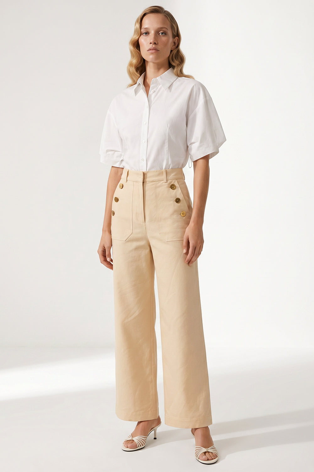 Petra Wide Leg Pants - CREAM