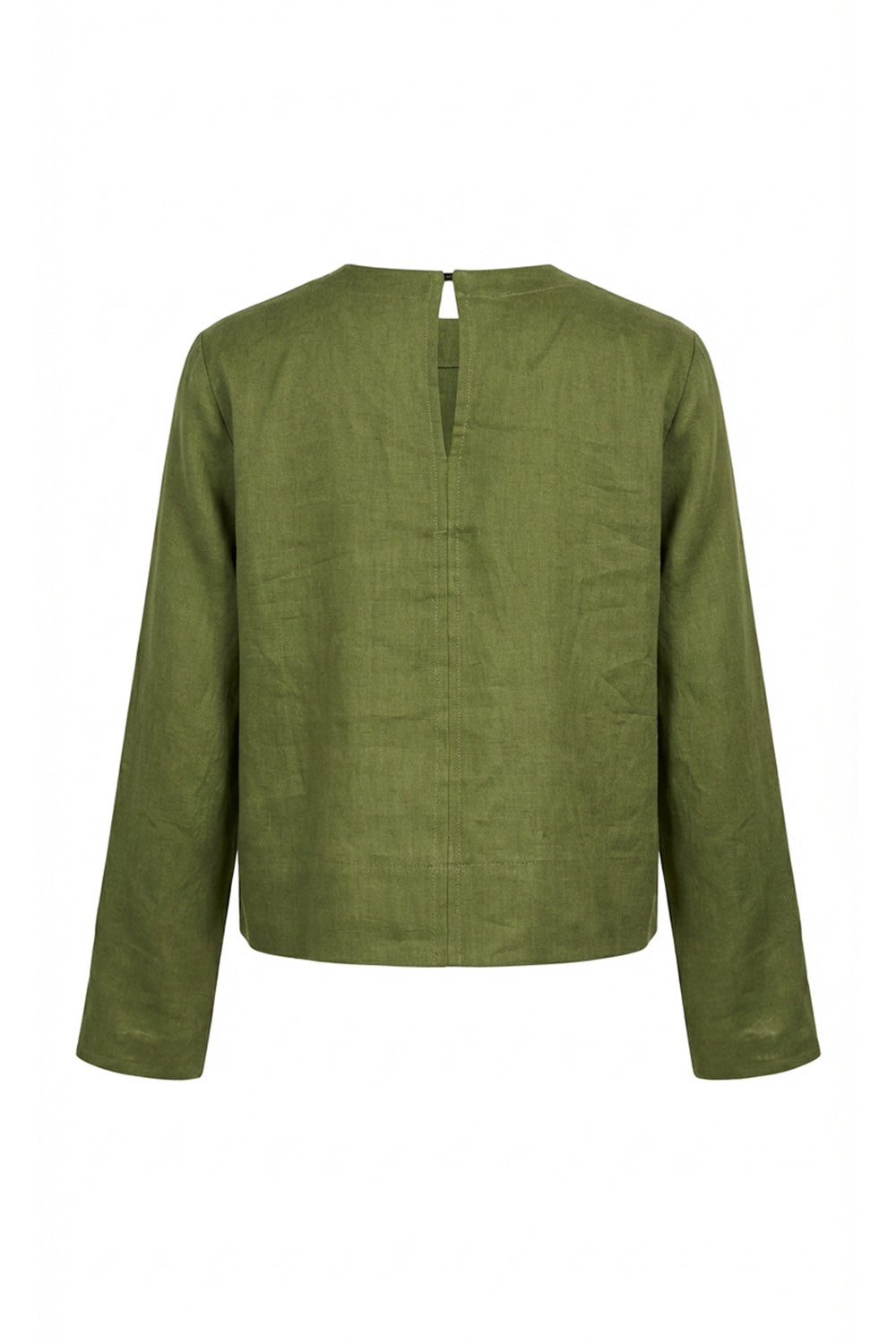 Fifine Long Sleeve Linen Blouse - KHAKI