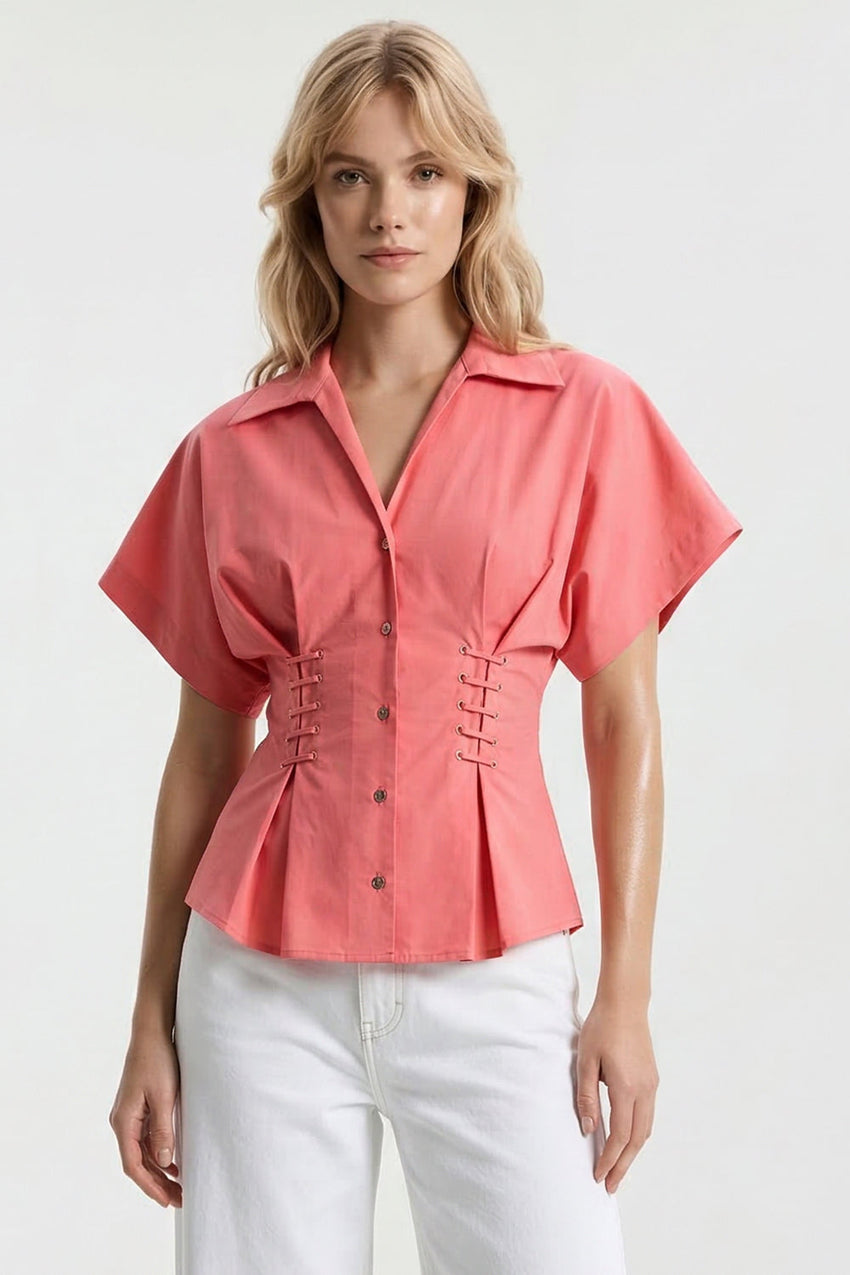 Mollie Short Sleeve Shirt - PINK