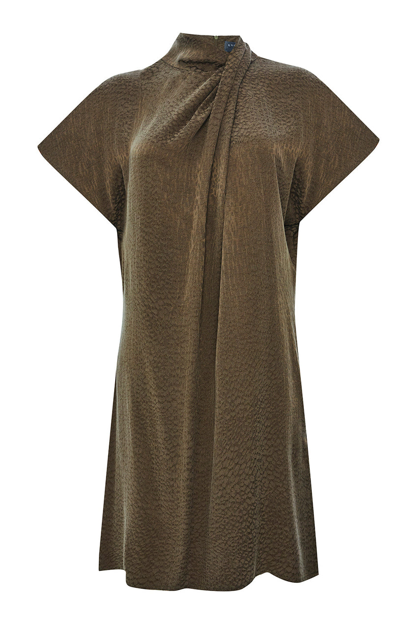 Martha Cap Sleeve Midi Draped Neck Dress