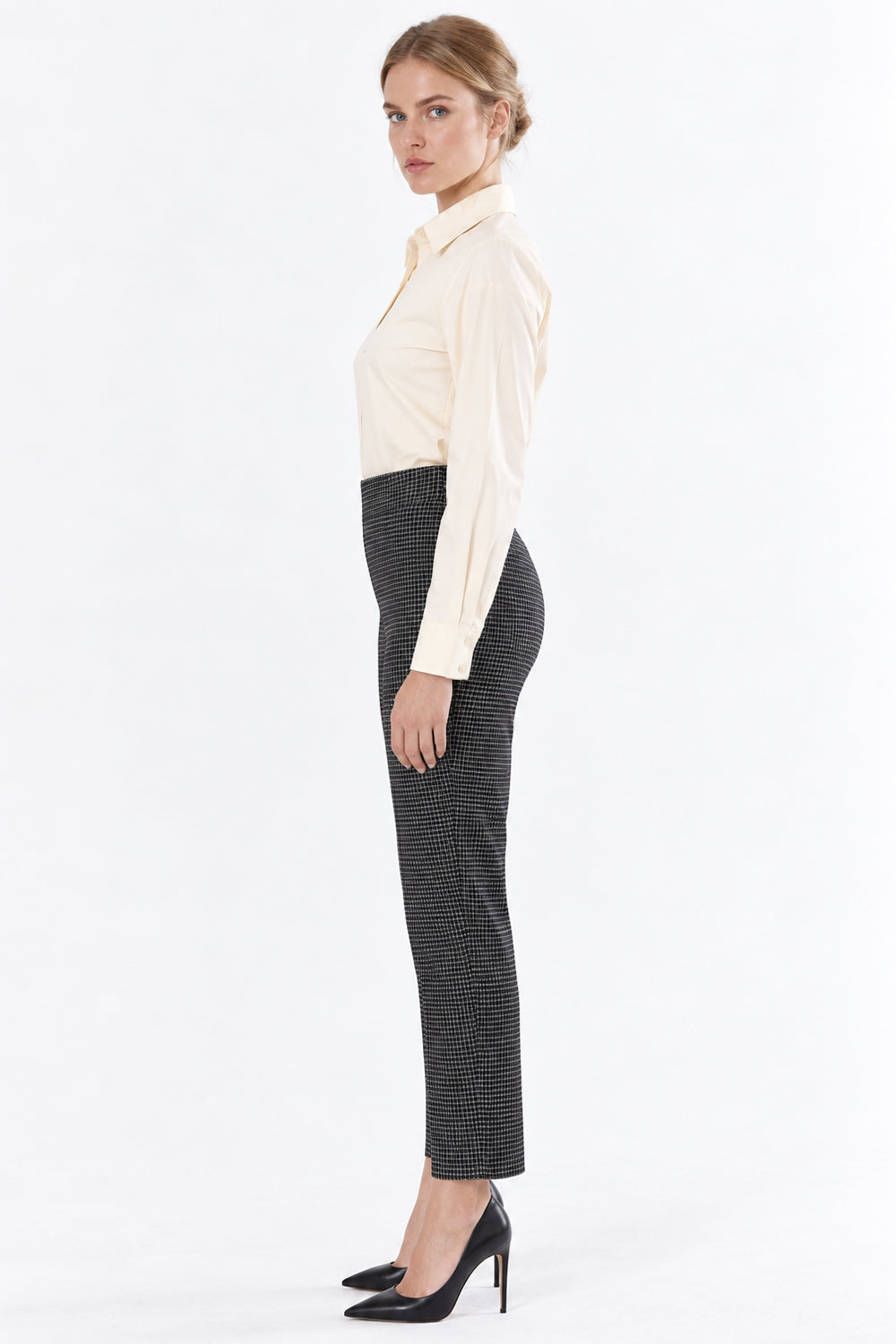 Slim-Leg Trousers with Elastic Back - MULTICOLOR