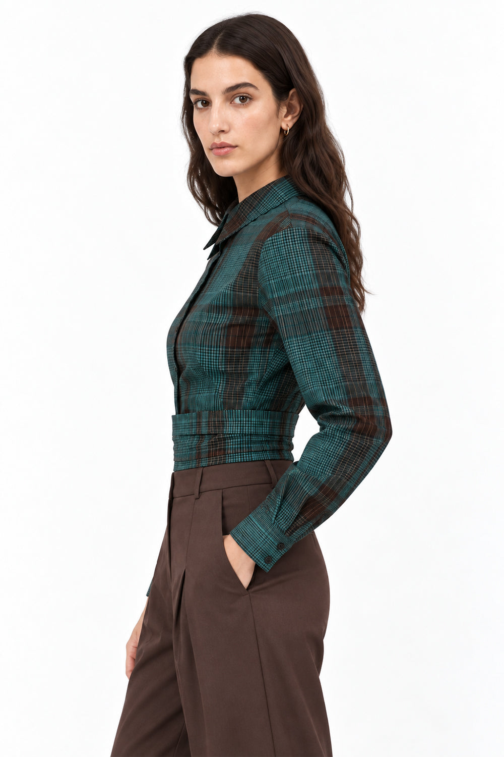 Shirred Side Zip Shirt - MULTICOLOR