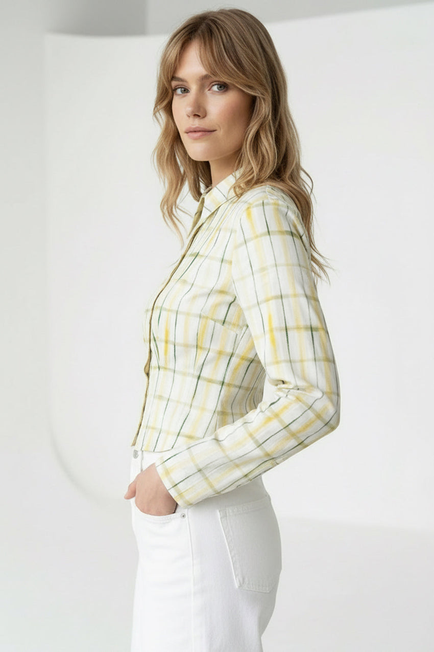 Floriana Long Sleeve Crop Shirt - MULTI COLOR