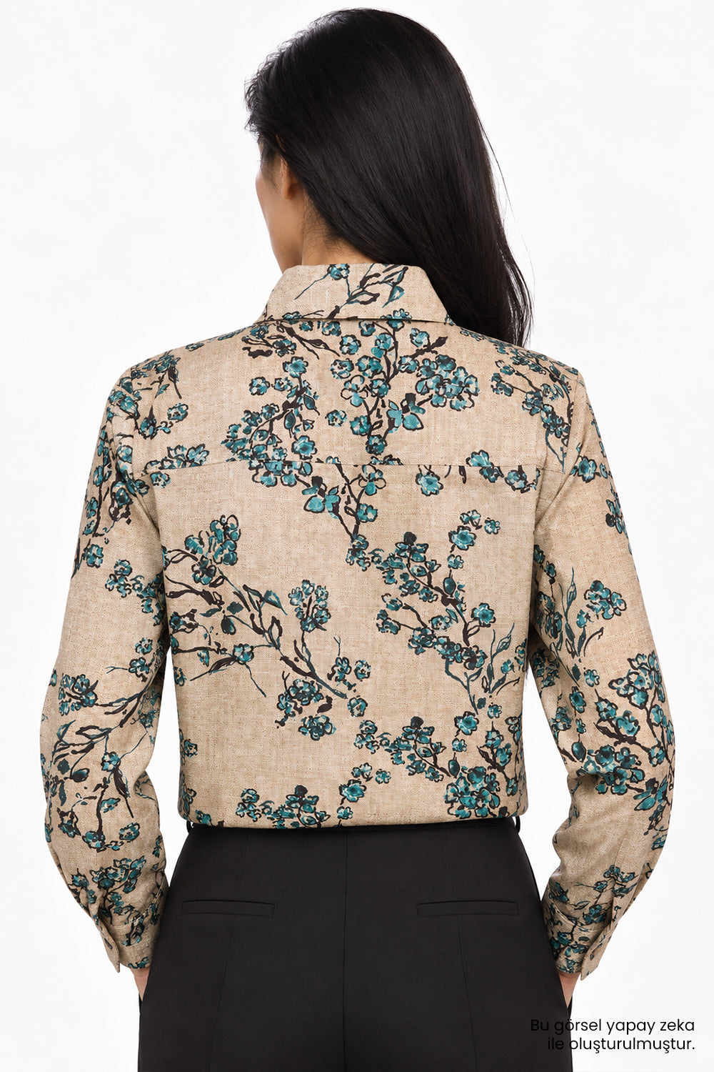 Collared Shirt with Elastic Hem - MULTICOLOR