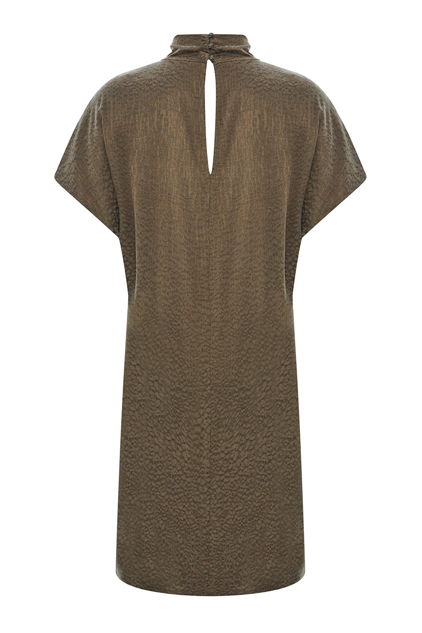 Martha Cap Sleeve Midi Draped Neck Dress