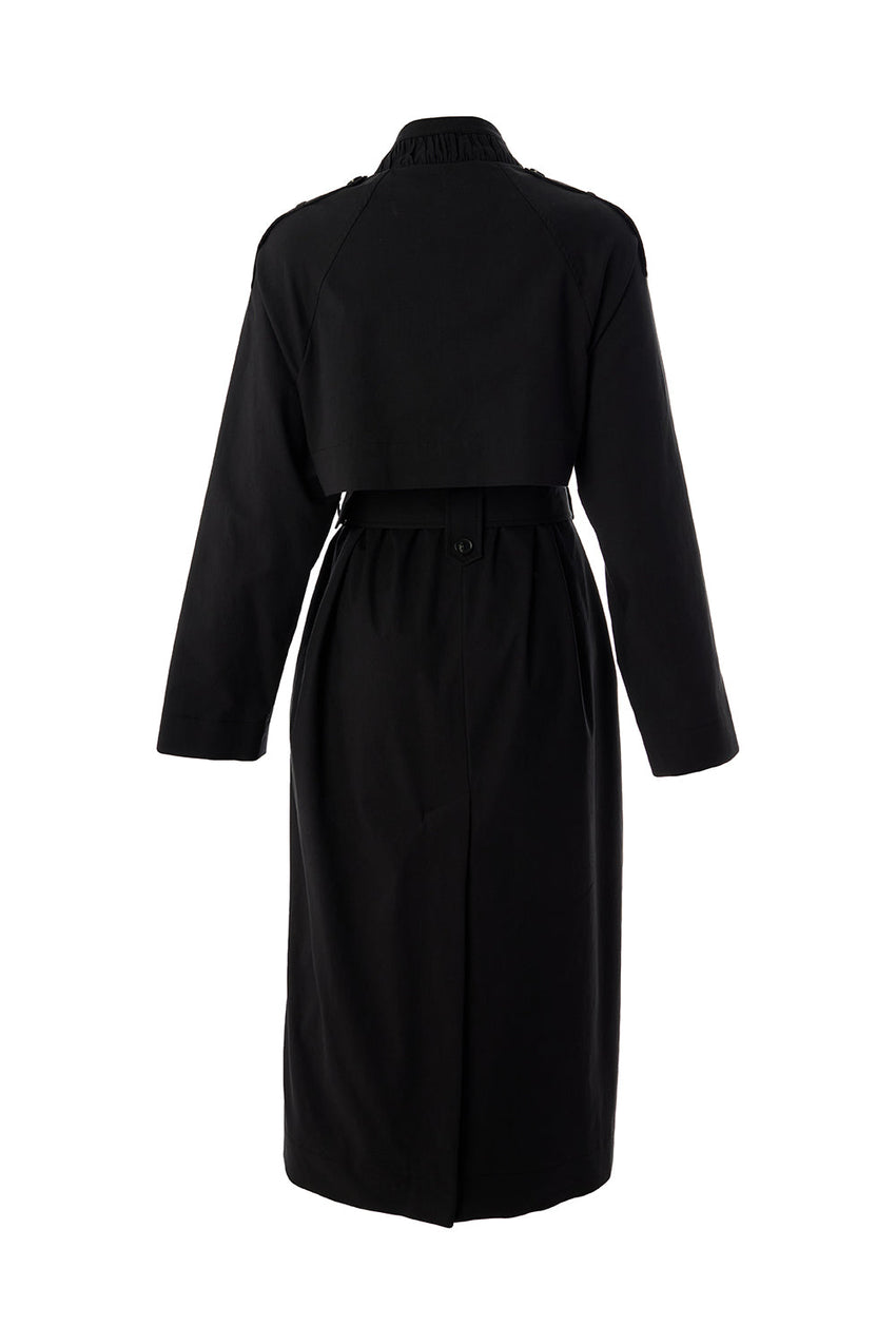 Angie Black High Neck Belted Trench Coat