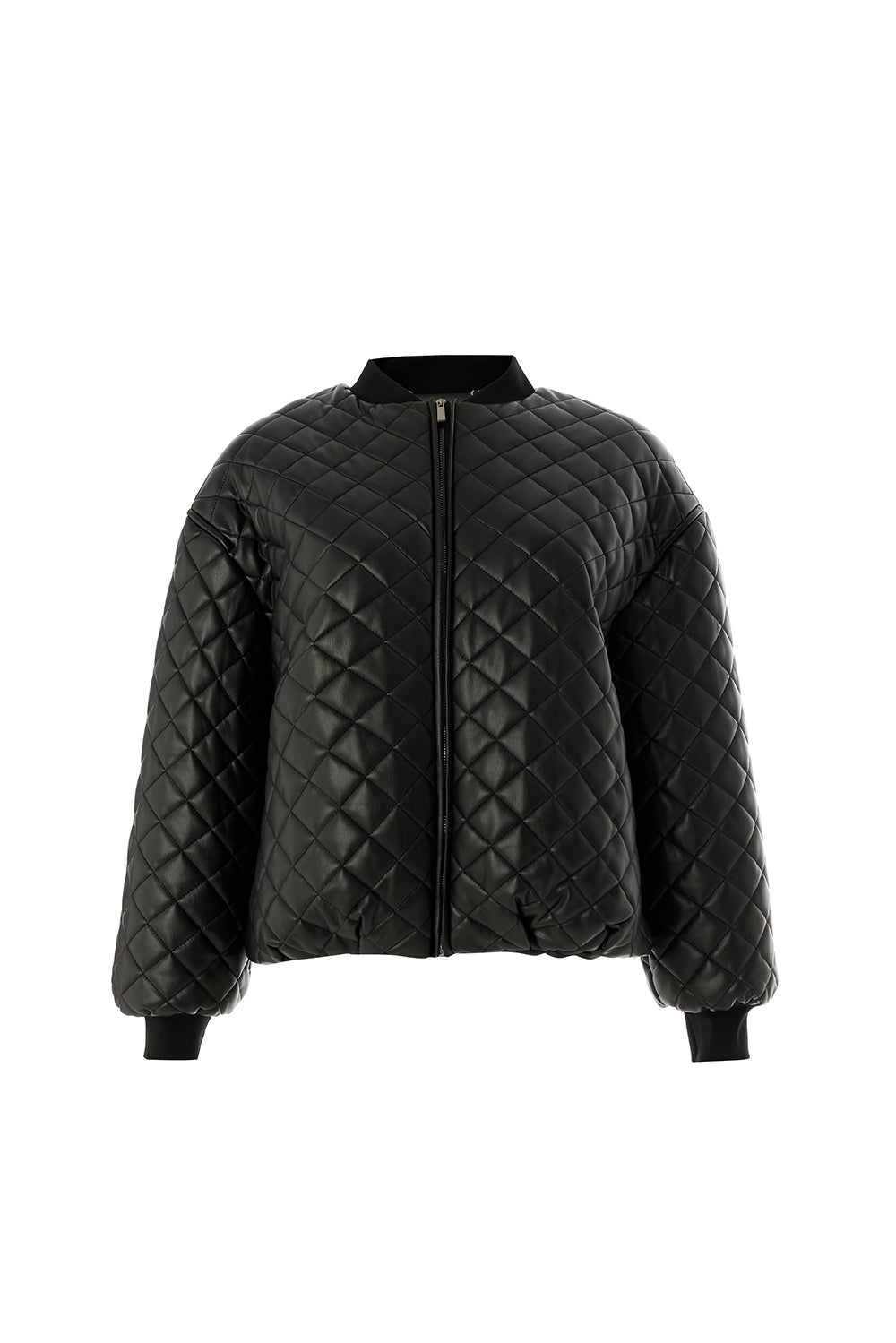 Dulce Quilted Faux Leather Shirt Collar Jacket