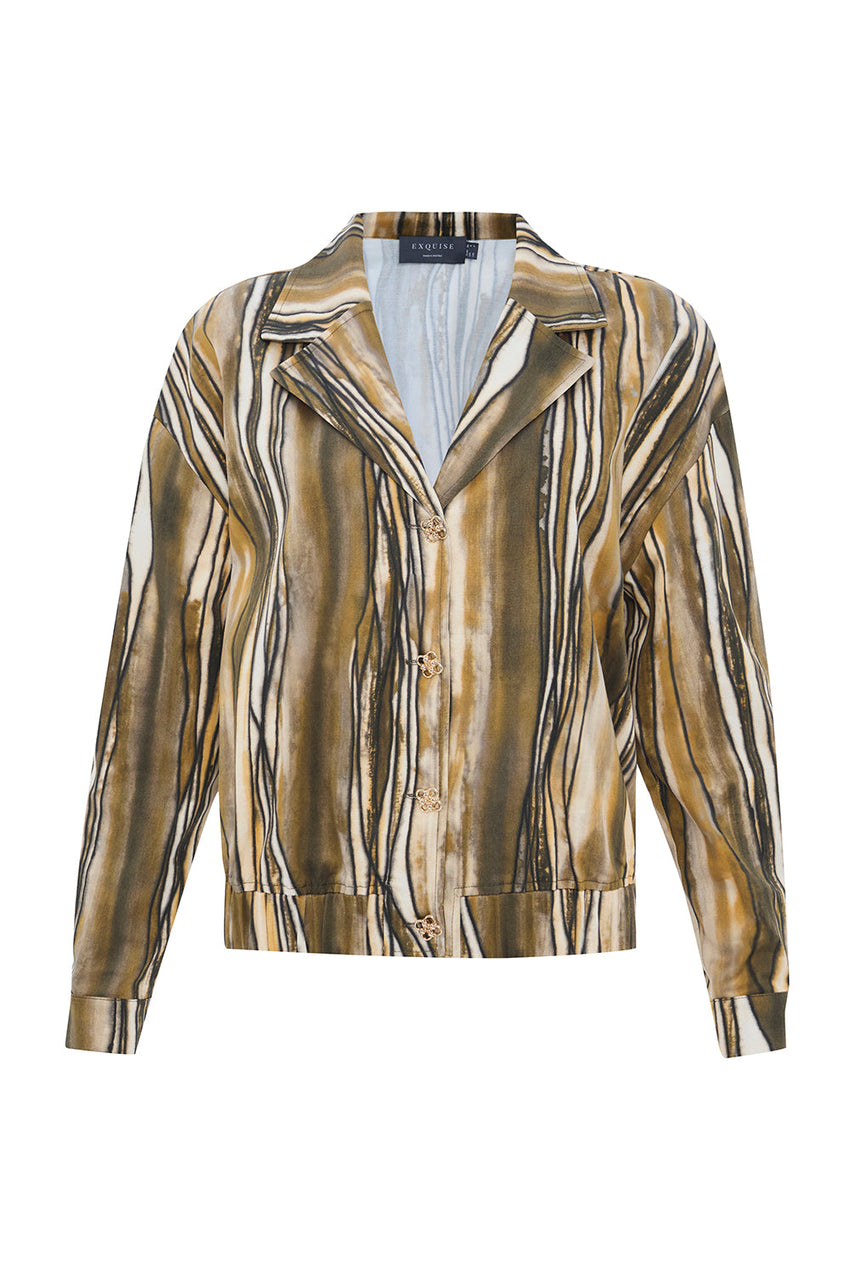 Melina Multi-Color Striped Open Collar Jacket