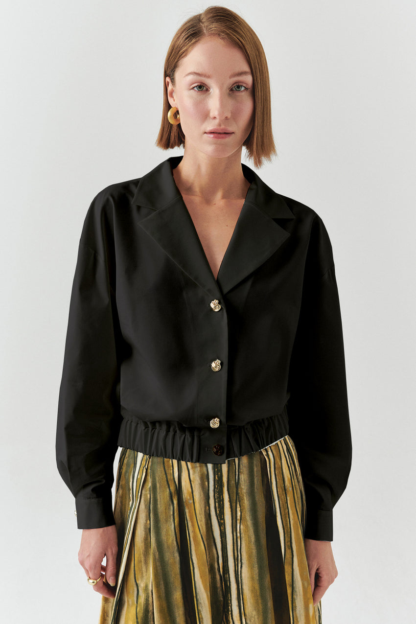 Romina Black Shawl Collar Black Jacket