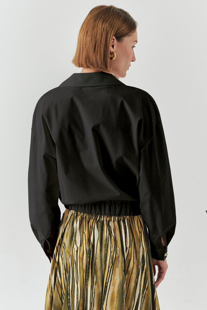 Romina Black Shawl Collar Black Jacket