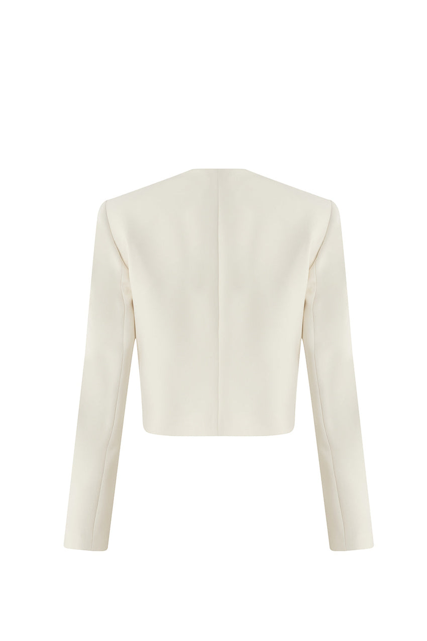 Marceline Tailored Crew Neck Jacket with Pockets