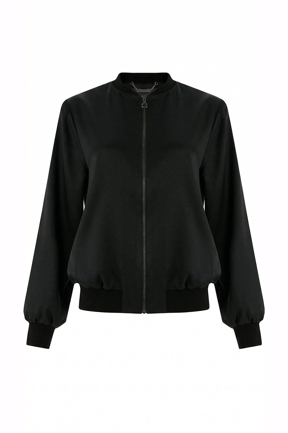 Lacey Satin Bomber Jacket - Black