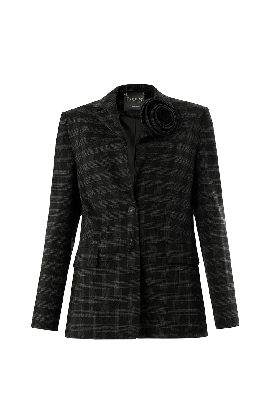 Amiri Anthracite Plaid Collar Jacket with Pockets