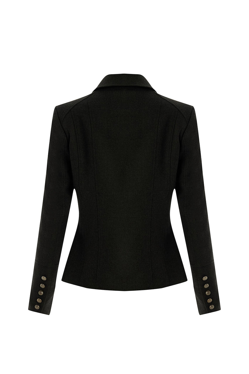 Aubrie Structured Shirt Collar Jacket with Pockets