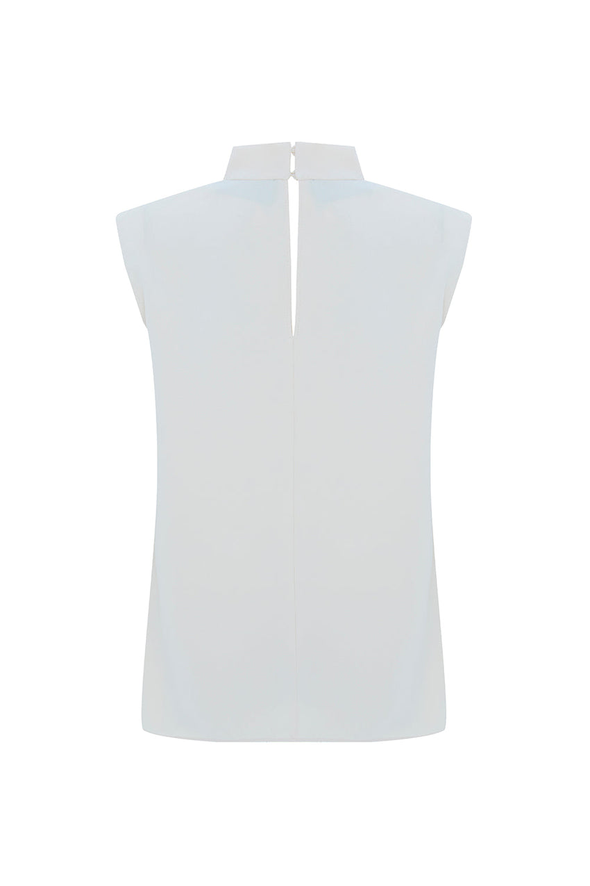 Ashlyn Cream Sleeveless Cowl Neck Blouse
