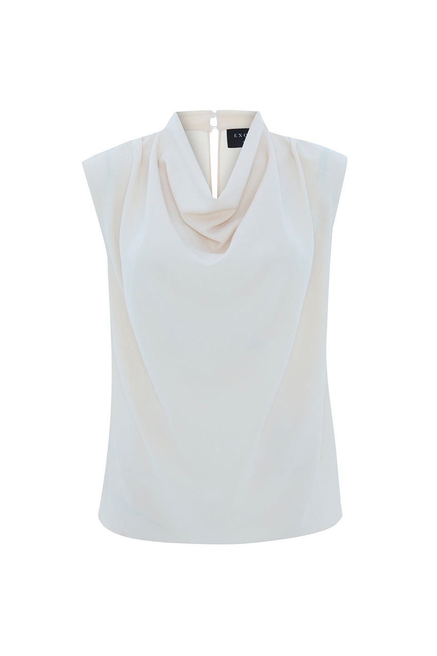 Ashlyn Cream Sleeveless Cowl Neck Blouse