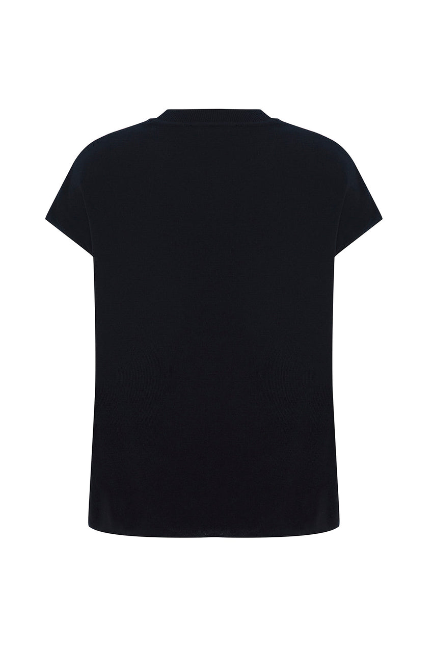 Nyomi Black Short Sleeve Crew Neck Blouse