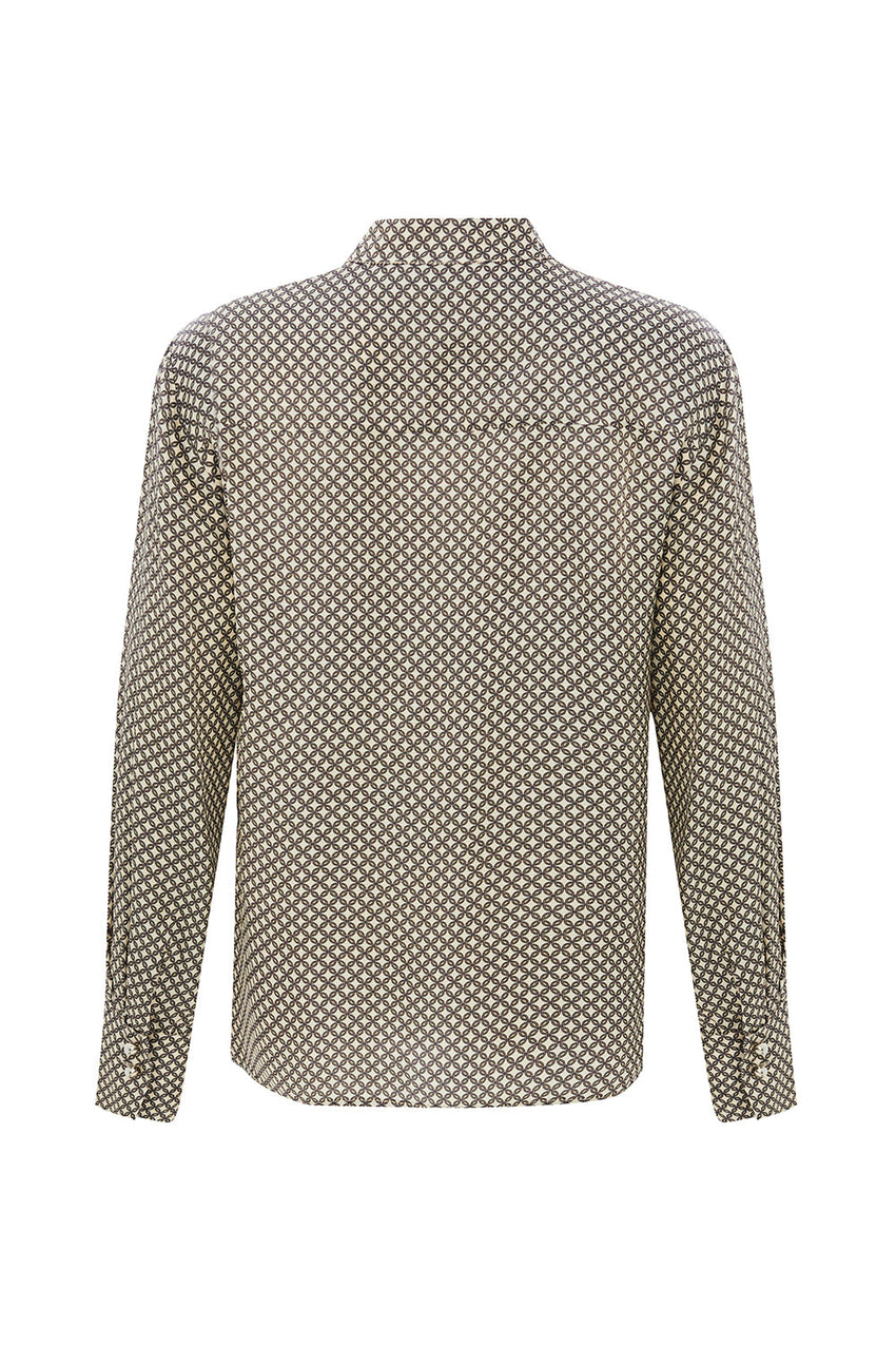 Louise Multi-Color Printed Viscose Shirt with High Neck and Long Sleeves