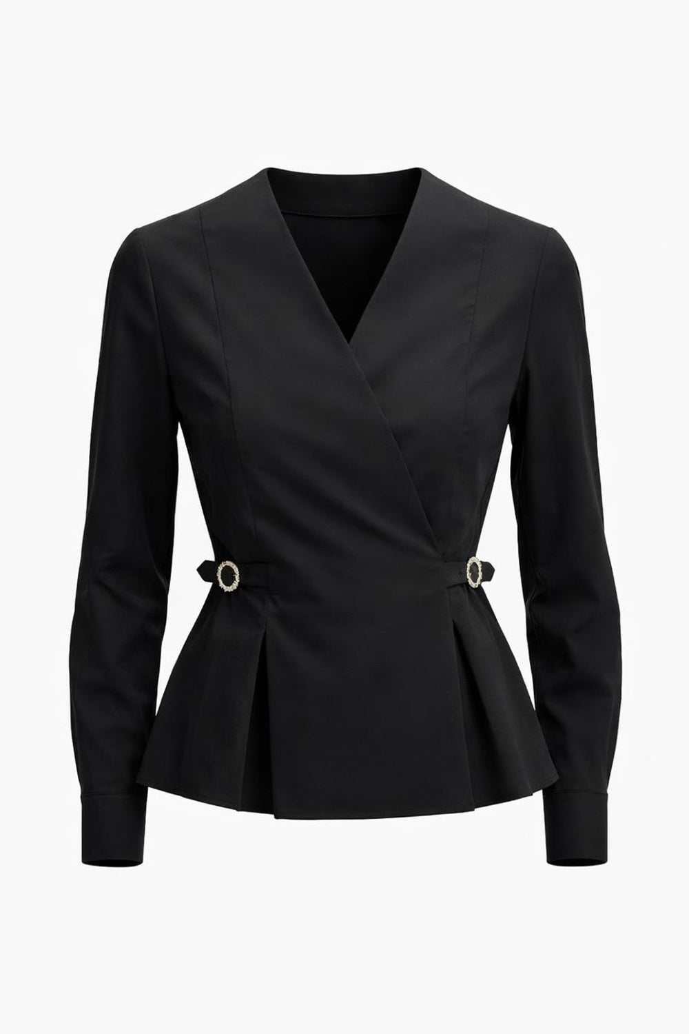 Ashylnn Wrap Collar Shirt – BLACK