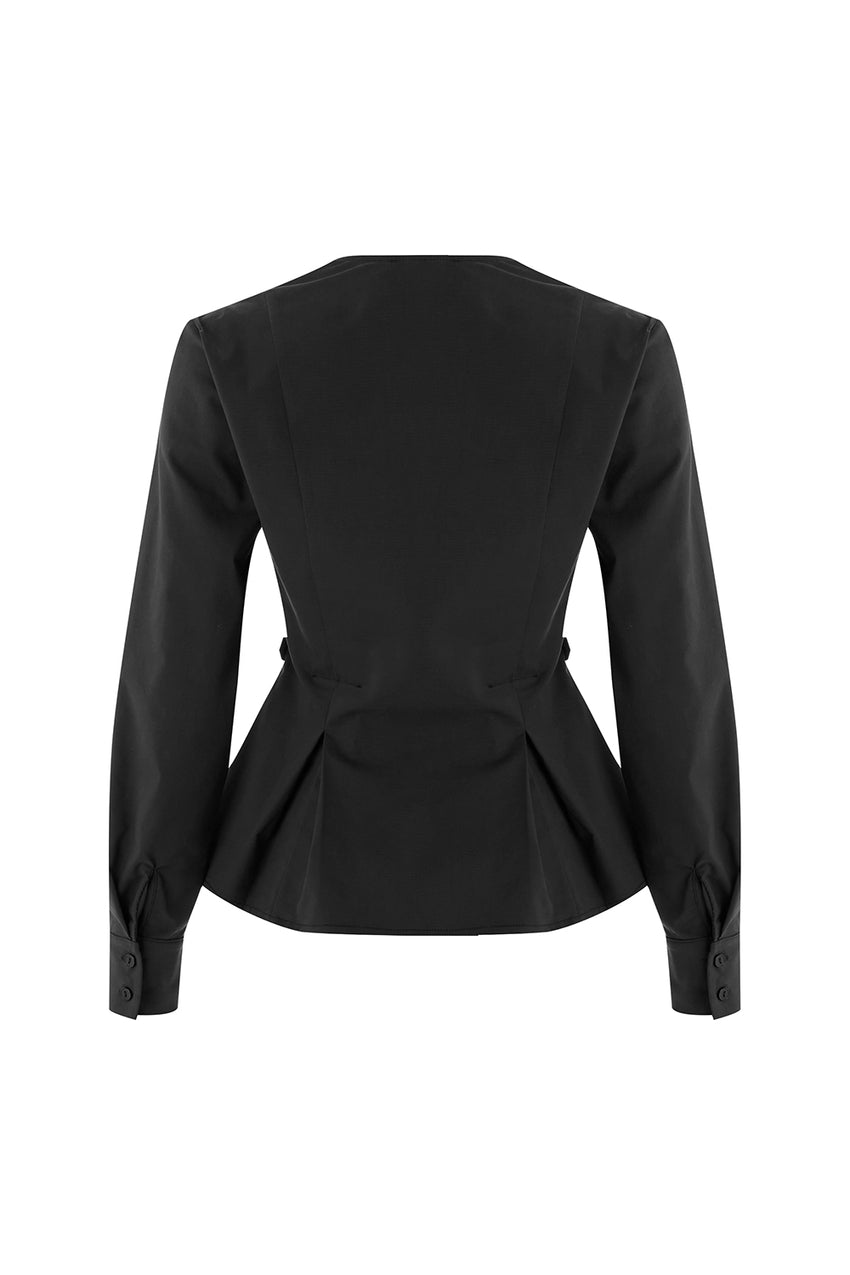 Ashylnn Wrap Collar Shirt – BLACK