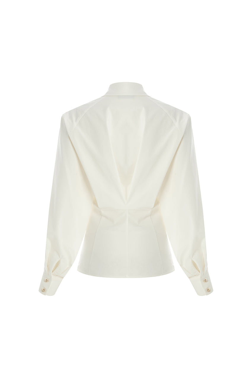 Gold Buttoned Long Raglan Sleeve Regular Bone Shirt Bone