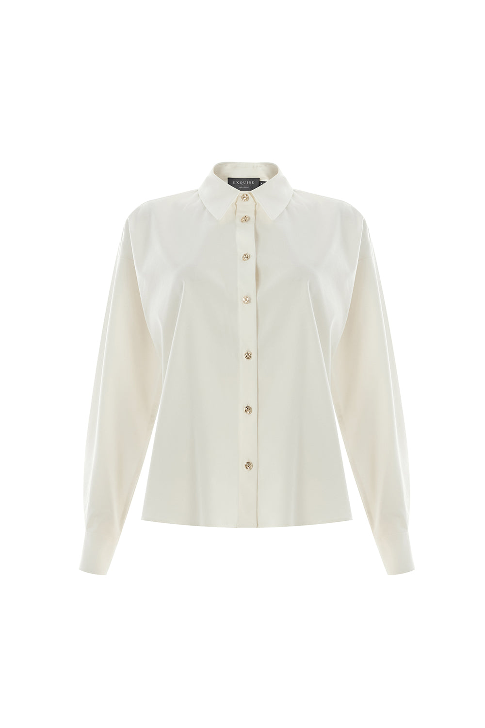 Gold Buttoned Long Raglan Sleeve Regular Bone Shirt Bone