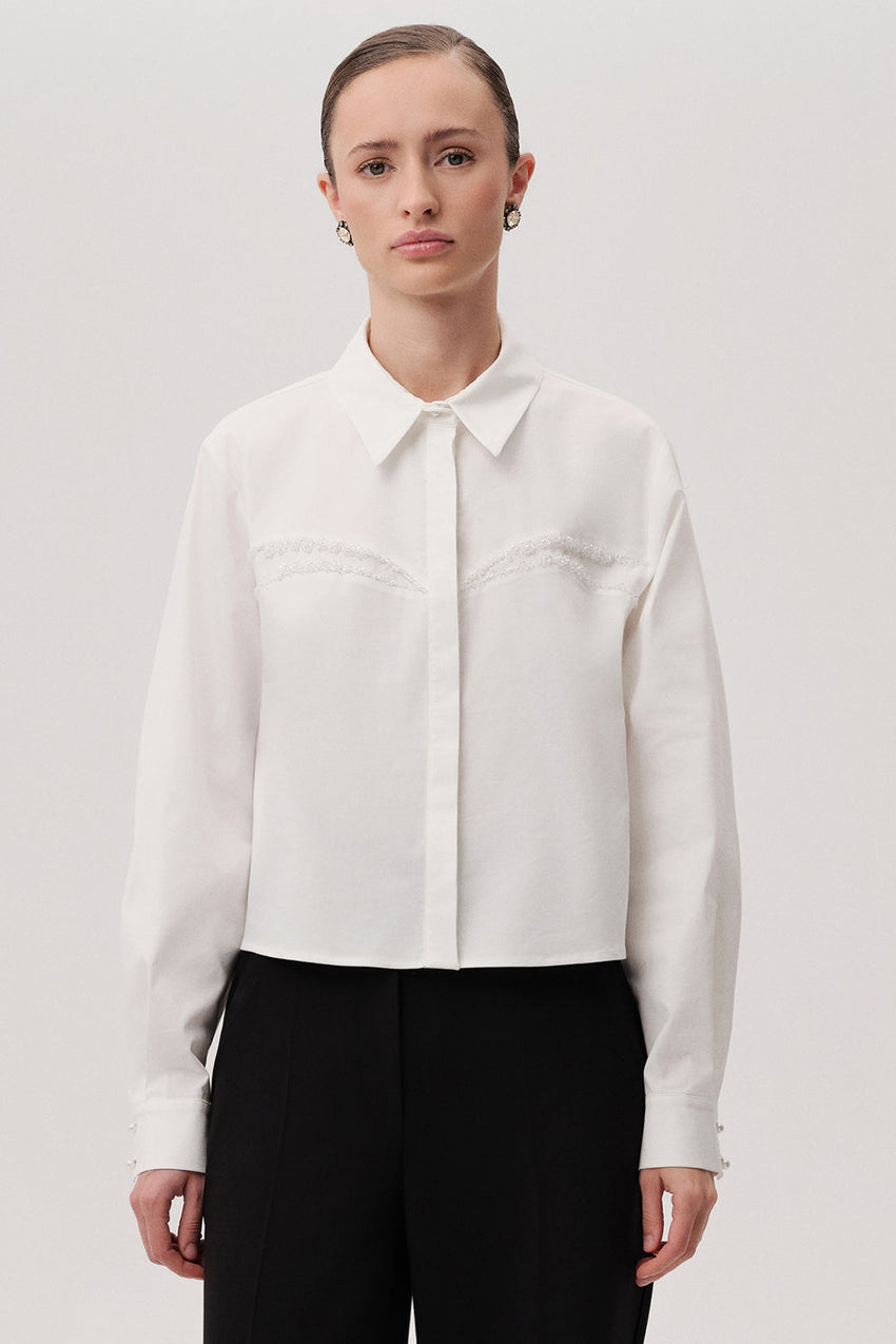 Lilac Black Long-Sleeve Shirt with Shirt Collar