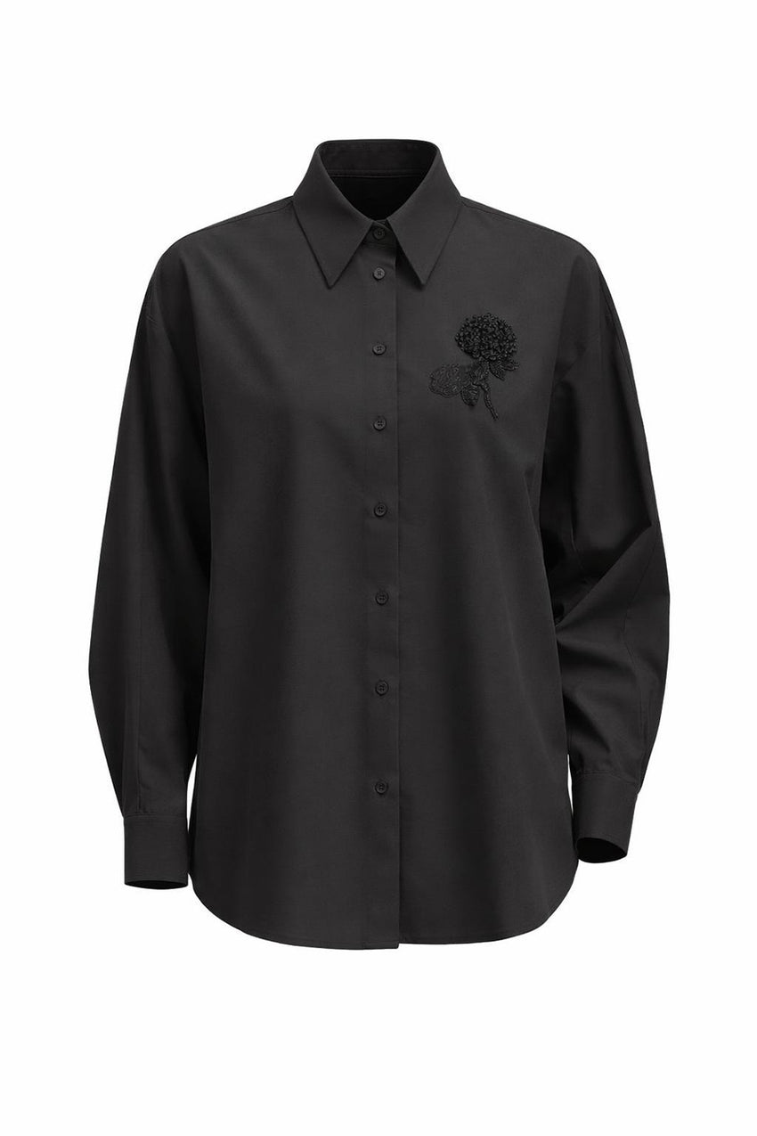 Jaelyn Embellished Shirt – BLACK
