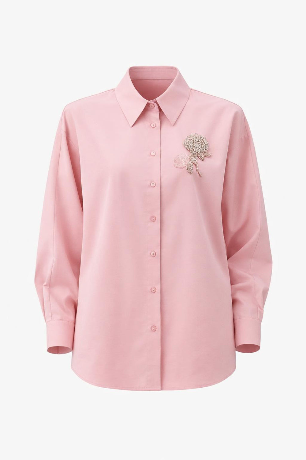 Jaelyn Bead Embellished Shirt – PINK