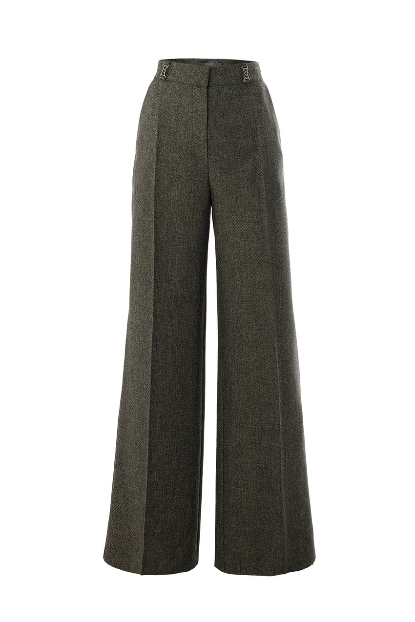 Natasha Grey Wide-Leg Pocketed Pants