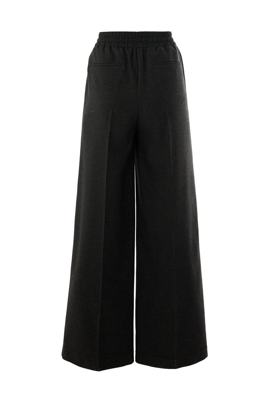 Livia Grey Drawstring Wide-Leg Pocketed Pants
