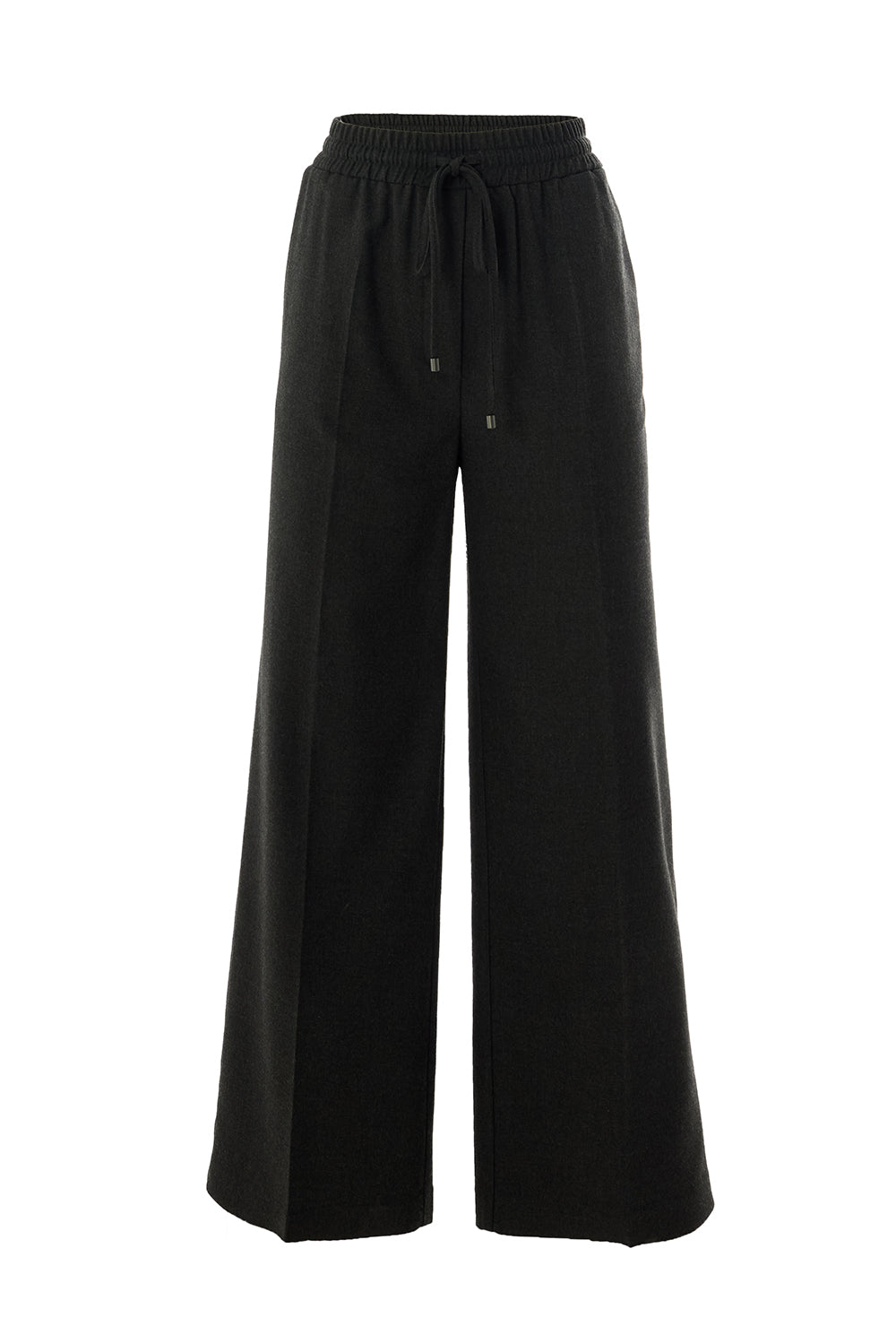 Livia Grey Drawstring Wide-Leg Pocketed Pants
