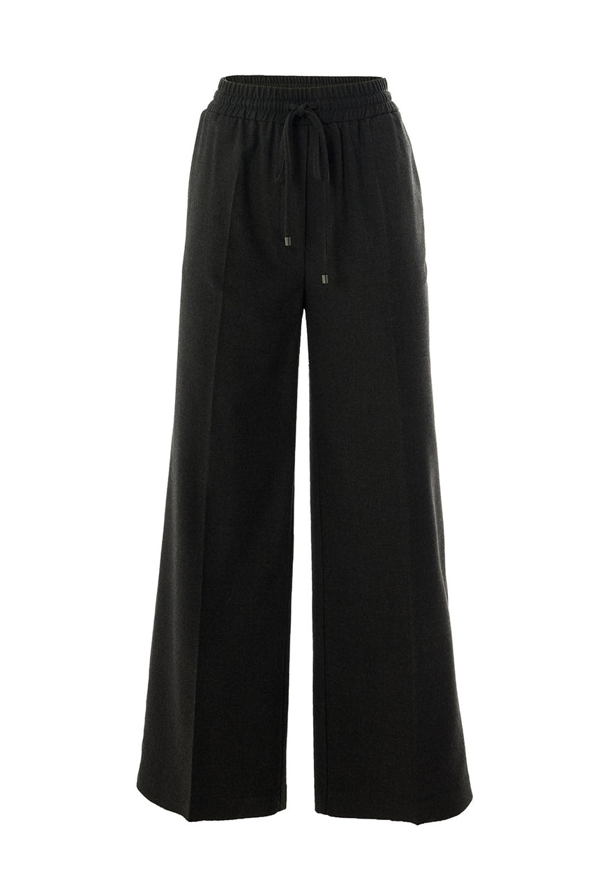 Livia Grey Drawstring Wide-Leg Pocketed Pants