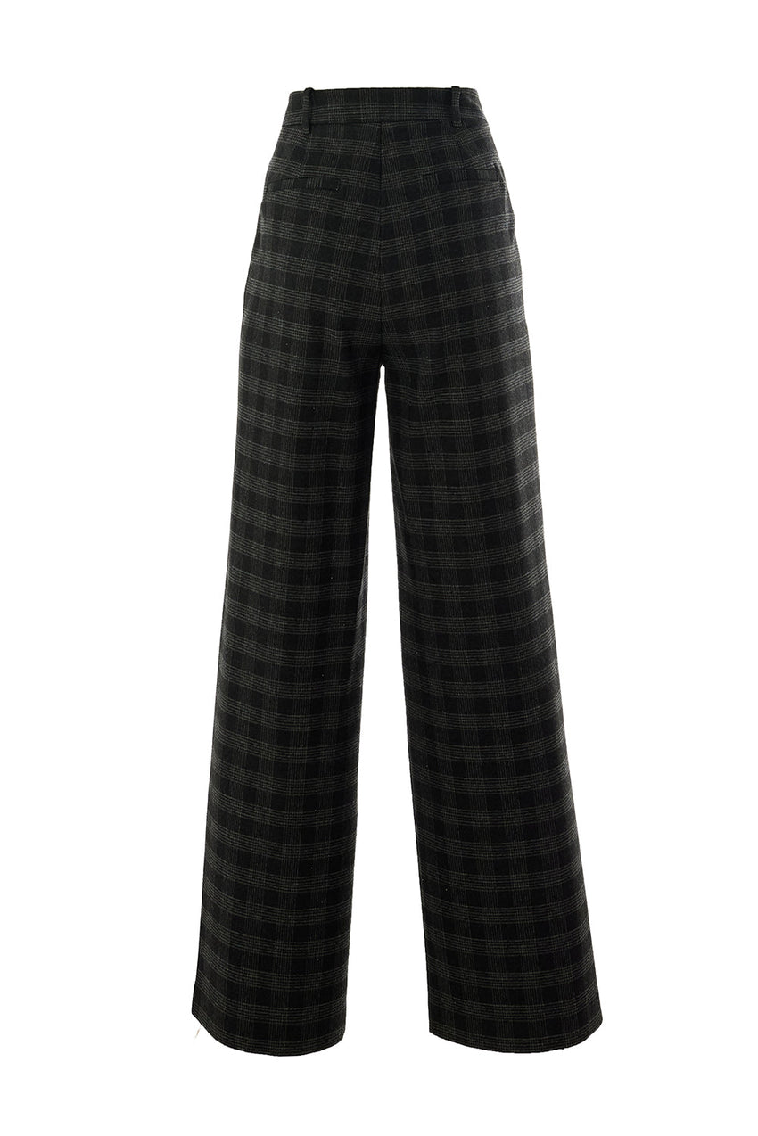 Emiliana Anthracite Check Pocketed Pants