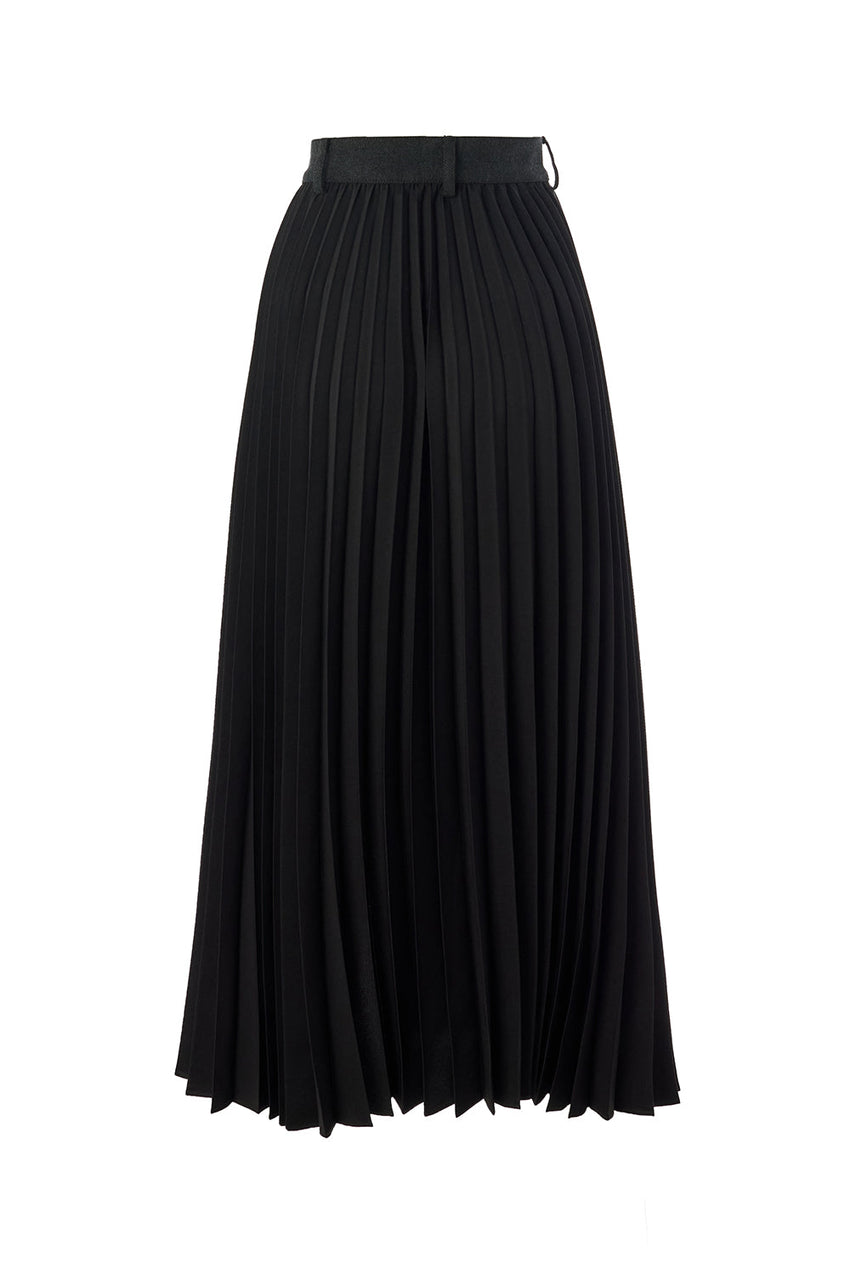 Florence Black Pleated Maxi Skirt