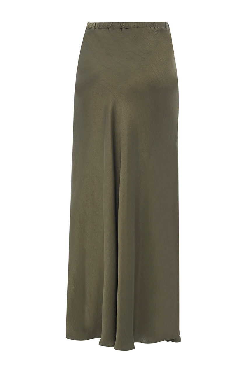 Liv Khaki Pocketed Midi Skirt