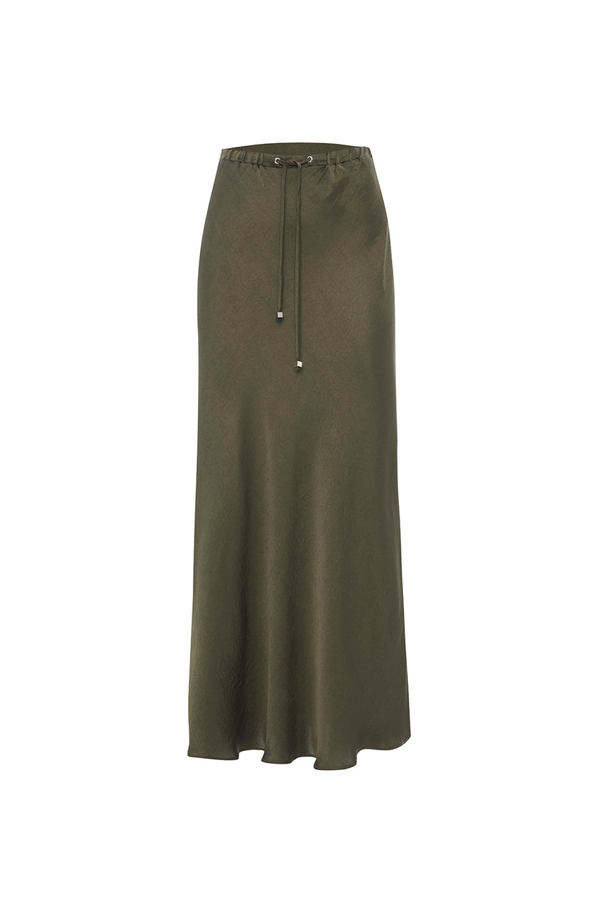 Liv Khaki Pocketed Midi Skirt