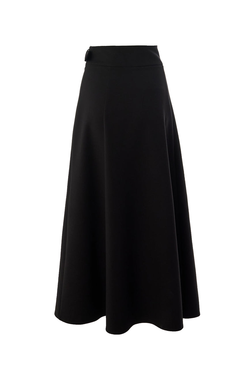 Sol Black Flared Midi Skirt
